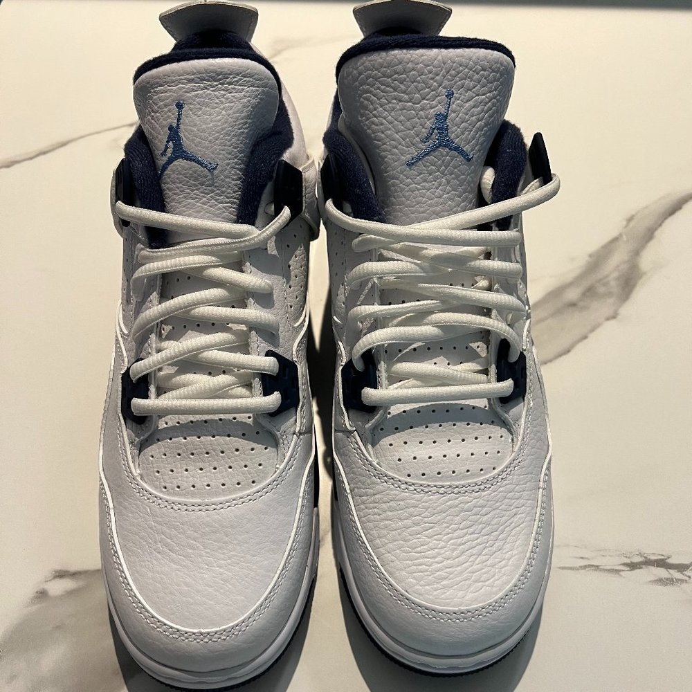 Air Jordan 4 Retro BG Size BOYS 6.5 white/legend blue-midnight navy